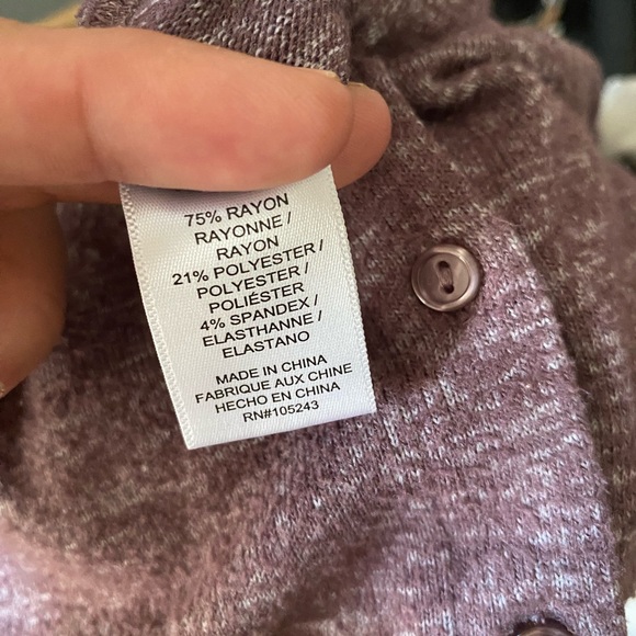 Bobeau Medium Burgandy Brushed Knit Jumpsuit with Tie Waist and Buttons - Picture 5 of 5